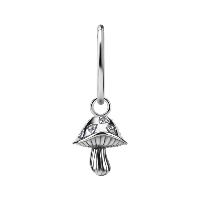 Charms - CoCr NF - mushroom-shaped crown with white zirconia - silver - D-103