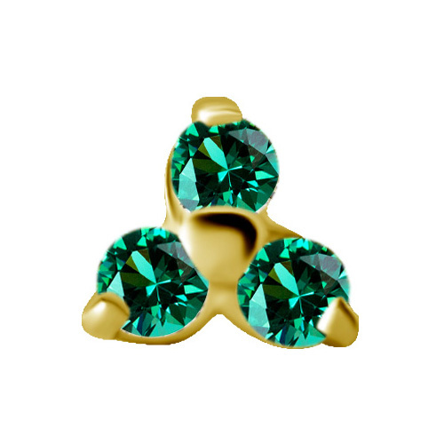 18K gold attachment for pins - triangle with aqua zirconias - GD18K-019