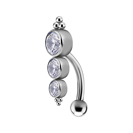 Titanium Belly button ring - Premium Zirconia white - TPP-036