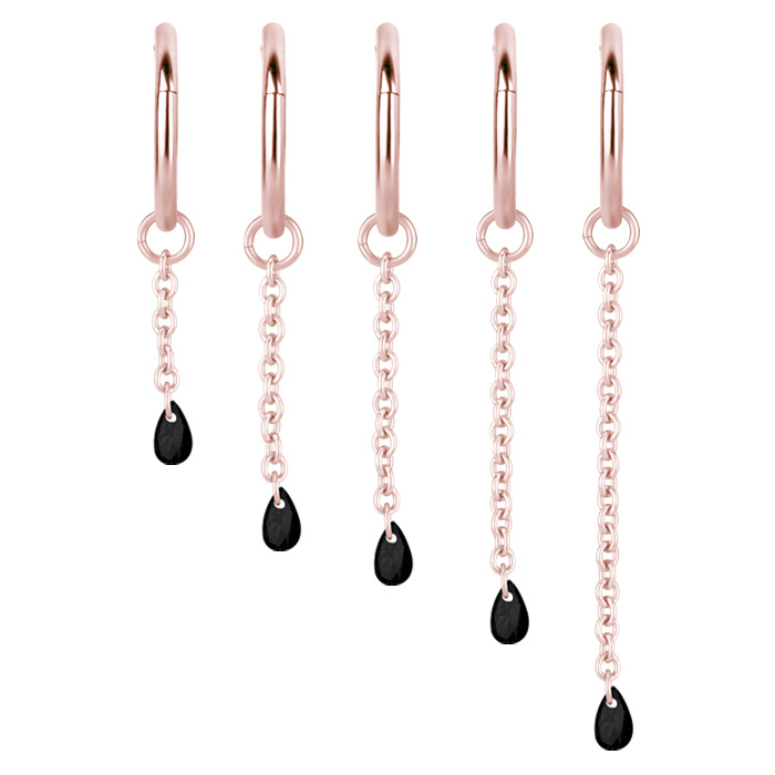 Charms chain with black zirconia - rose gold - D-074