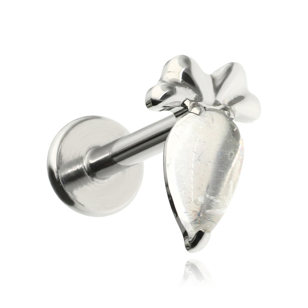 Titanium labret carrot - moonstone - silver