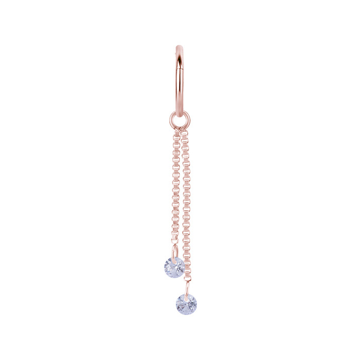 Charms chain with white cubic zirconias - rose gold - D-071