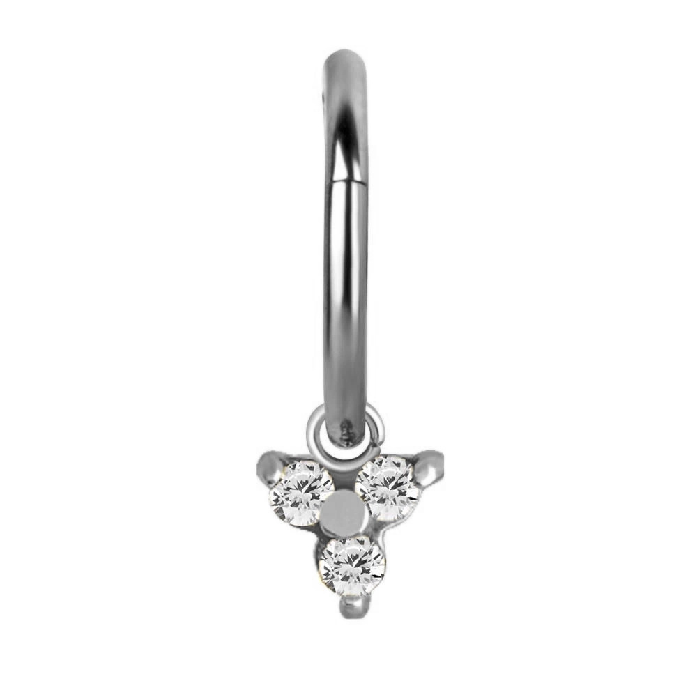 Charms - CoCr NF - triangle with white PREMIUM zircons - silver - D-006