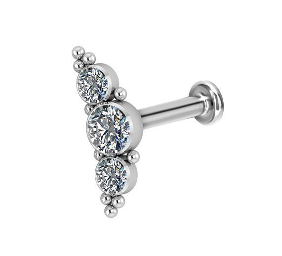 Titanium labret cluster - Premium Zirconia - white - TGW-069