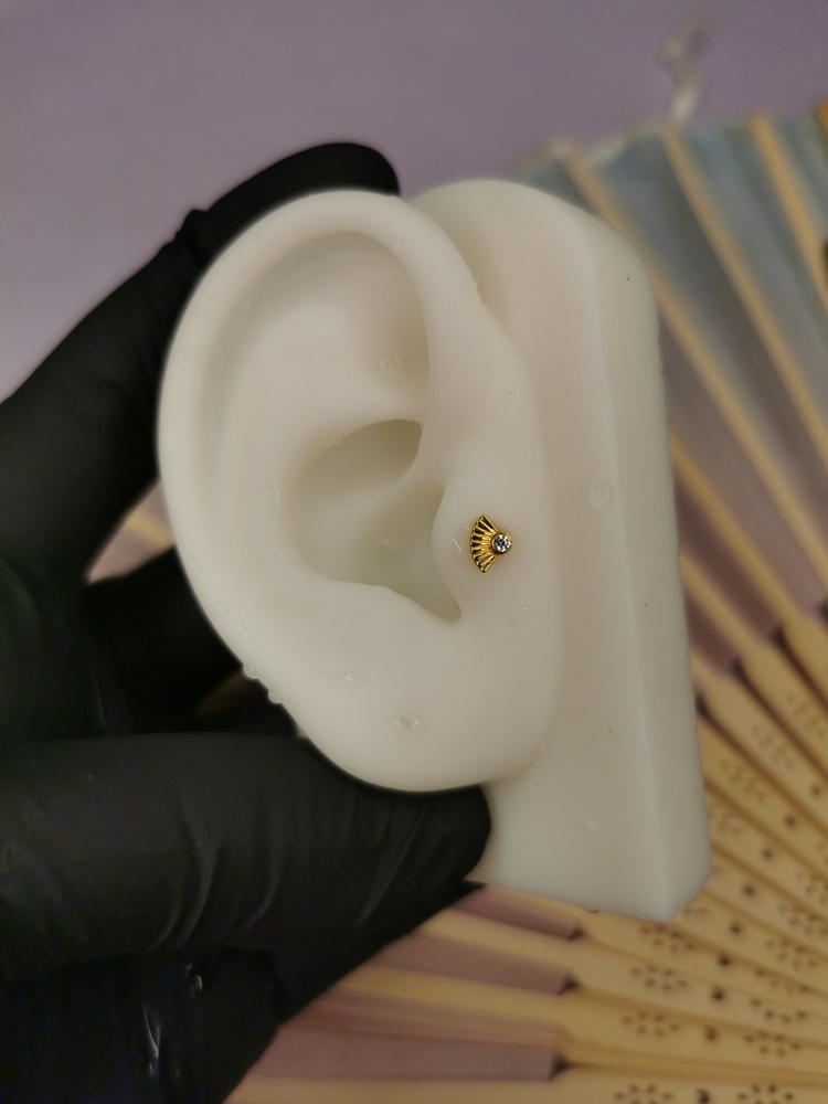 Titanium attachment with white zirconia - gold - TNA-015