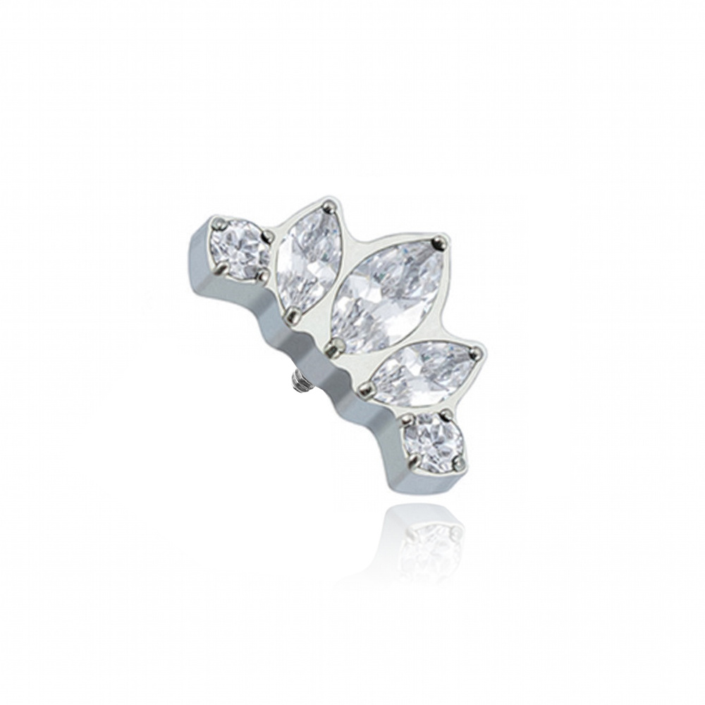Titanium attachment with white cubic zirconias silver- TNA-088