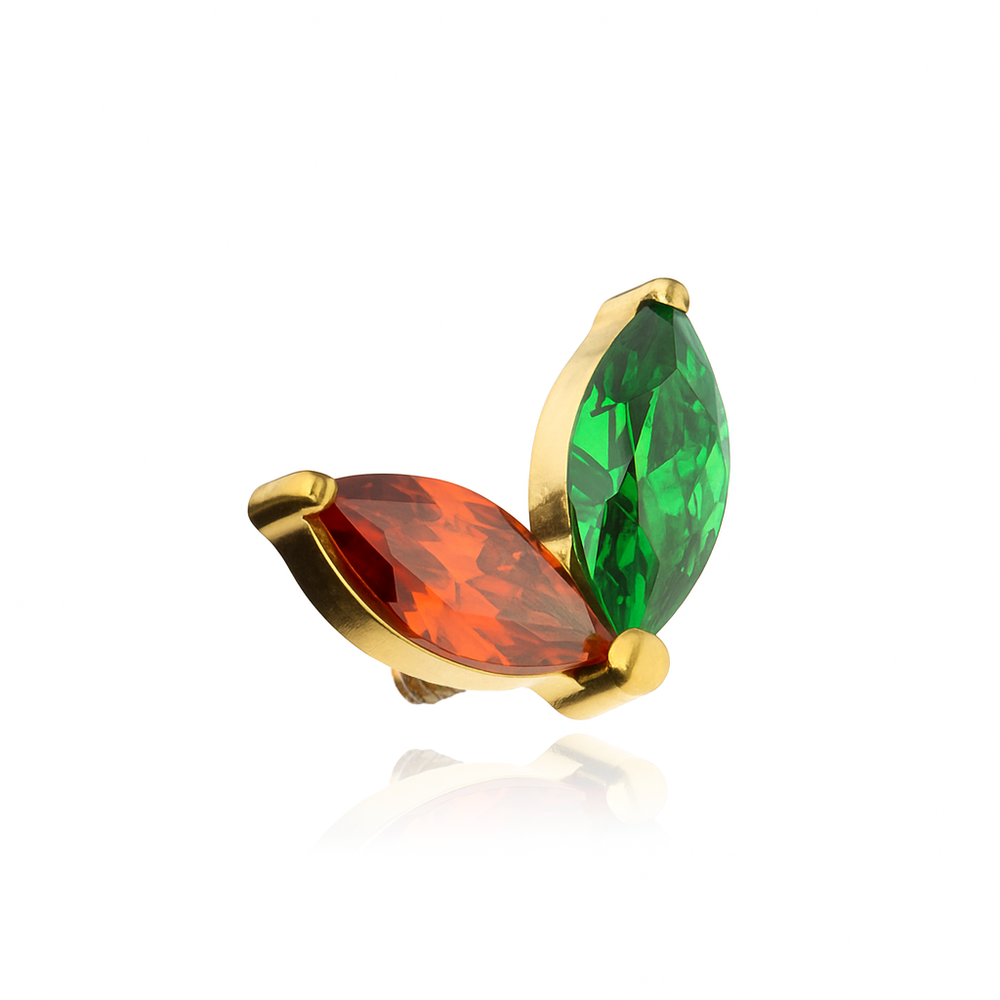 Titanium attachment with green and red zirconia - gold - TNA-104