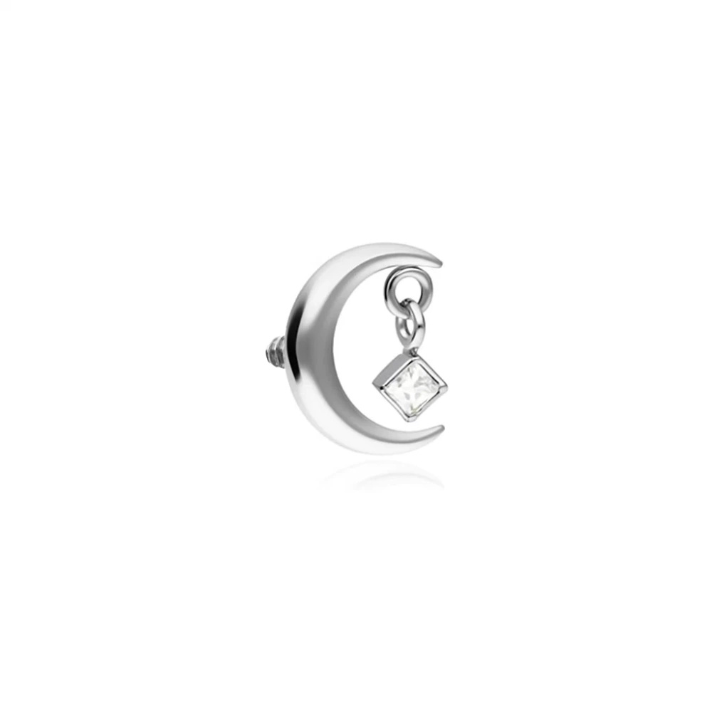 Titanium attachment moon with white zirconia - silver - TNA-204