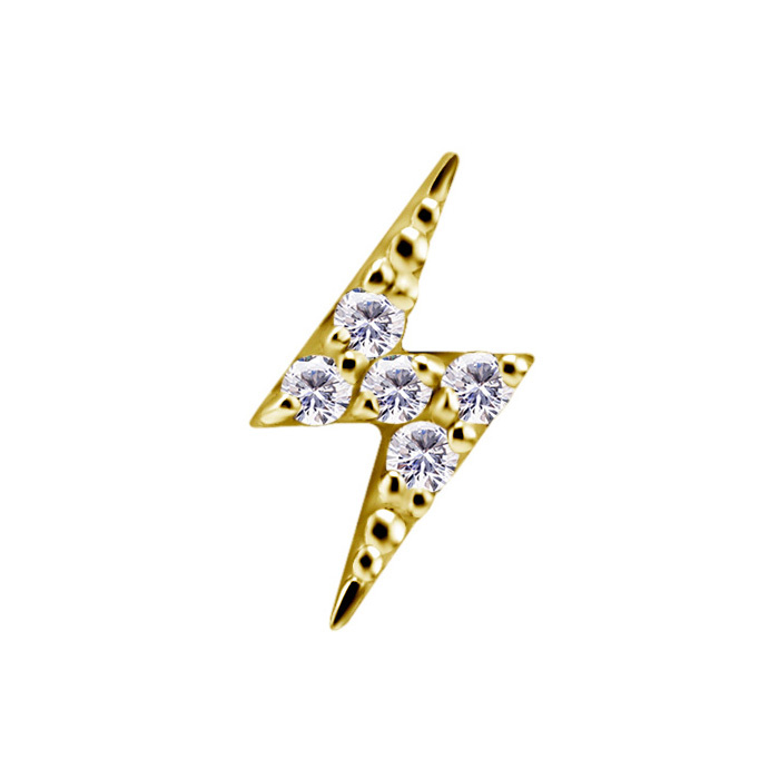 18K gold attachment for pins - white zirconia - GD18K-017