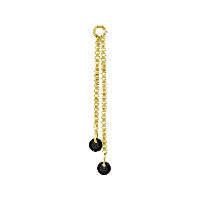 Charms chain with black zircons - gold - D-071