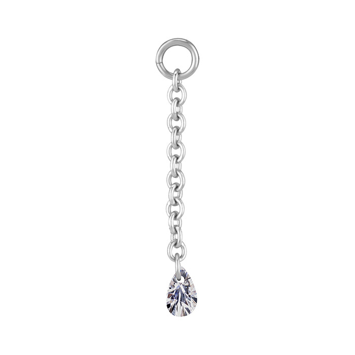 Charms chain with white zirconia - silver - D-074