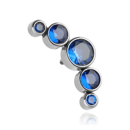 Titanium attachment cluster with dark blue zircons - sterling silver - TNA-033