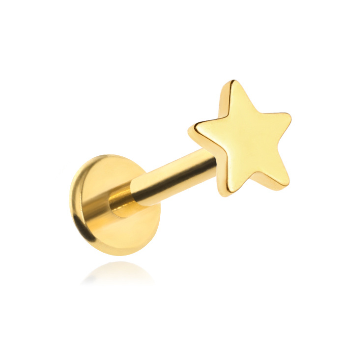 Titanium labret - gold star