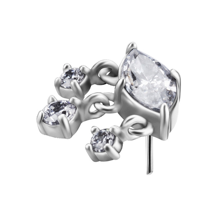 Nakrętka push in - z białymi cyrkoniami  - CoCr NF - srebrny - PI-010