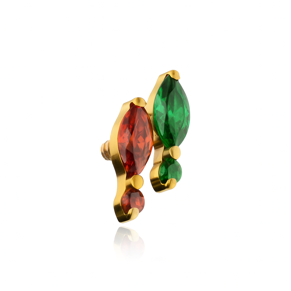 Titanium attachment with green and red zirconia - gold - TNA-211