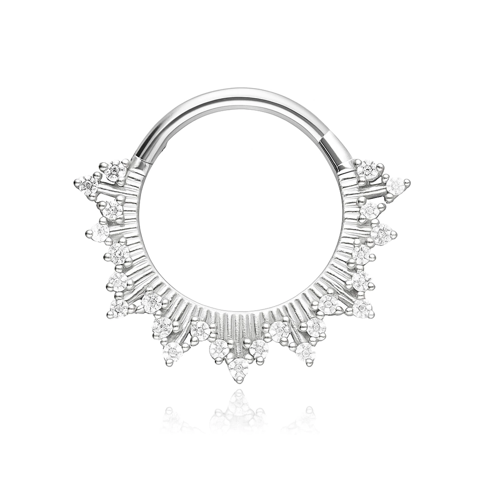 Piercing clicker with white zircons - gold - K-080