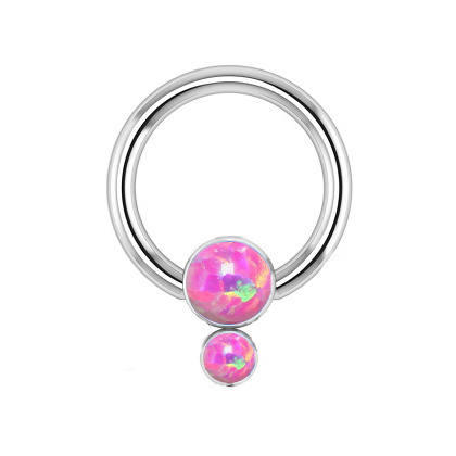 BCR titanium ring with pink opal OP22 - TK-014