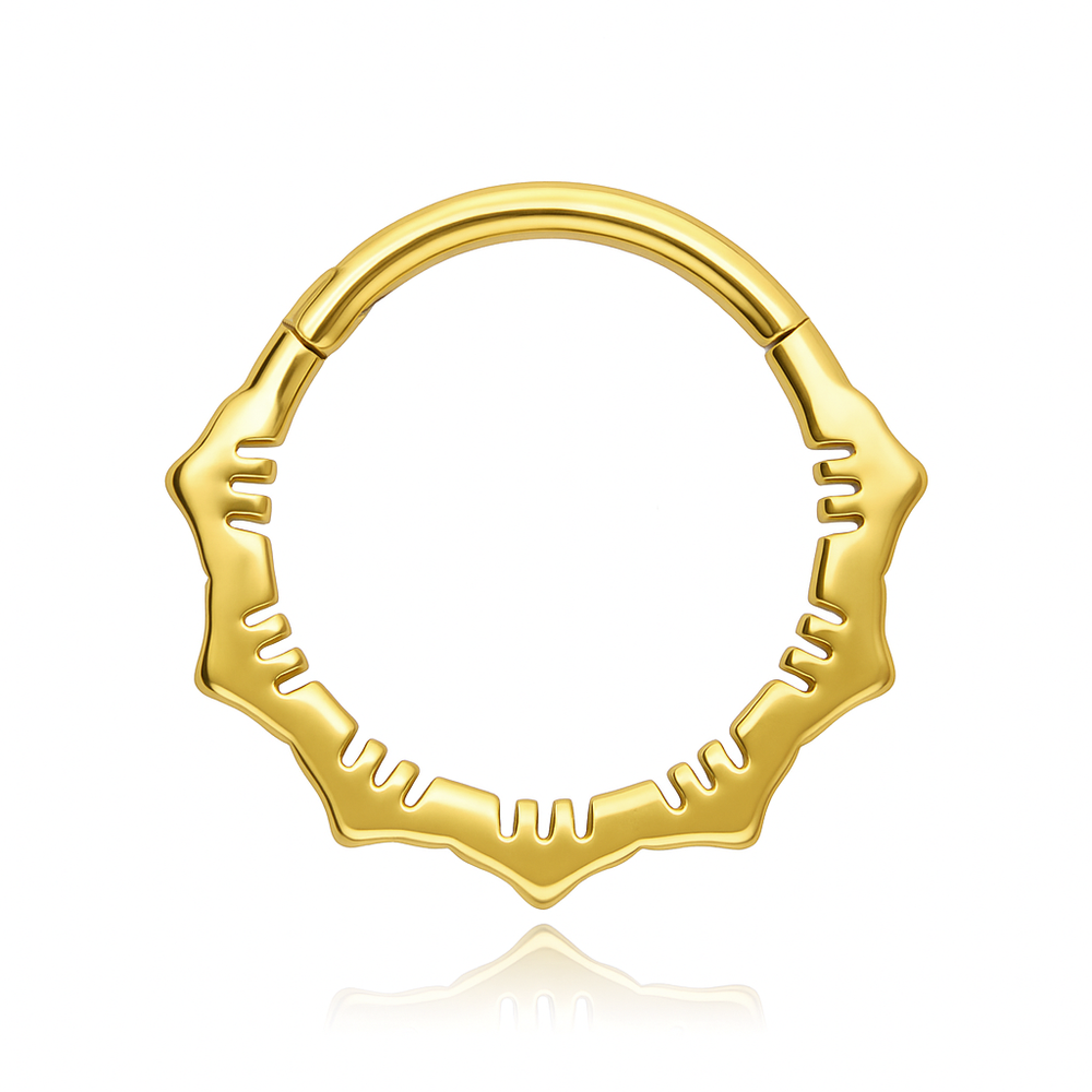 Piercing clicker with white zircons - gold - K-080