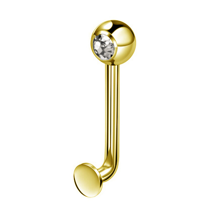 Titanium intimate earring - CHRISTINA L-bar - gold with white zirconia - TI-004