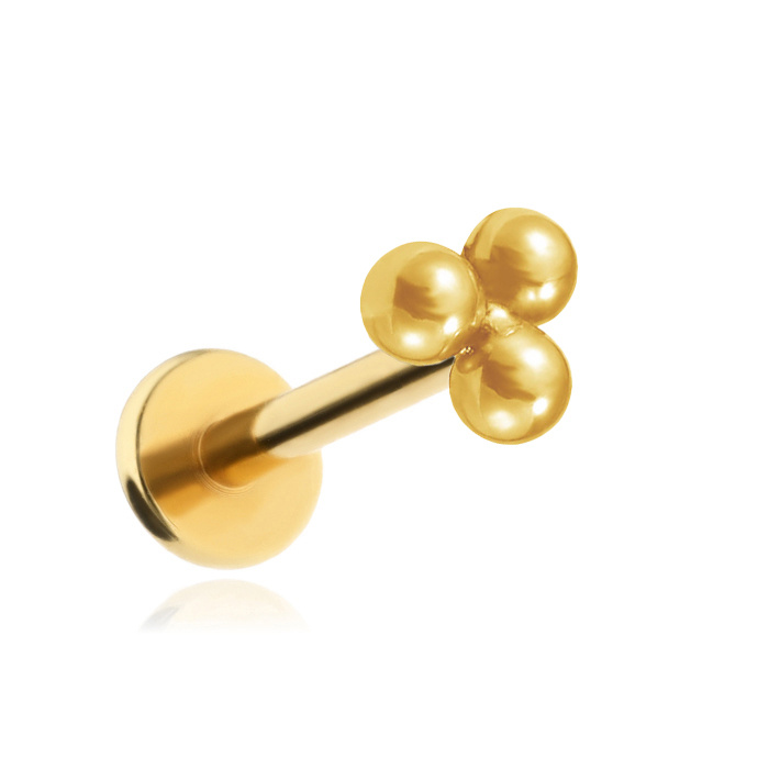 Titanium labret 3 balls gold