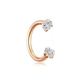 Rose gold horseshoe with zirconia - female thread - P-004