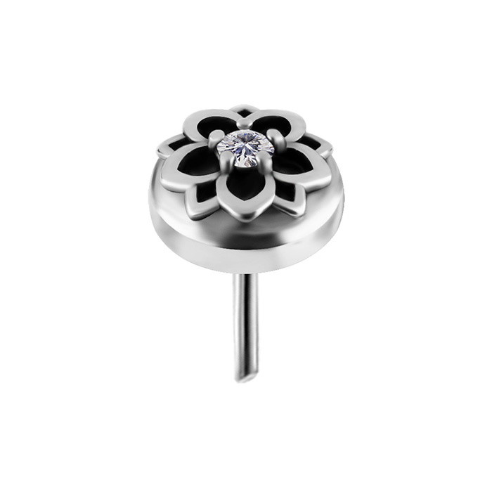Attachment push in - flower with white zirconia - CoCr NF - silver - PI-020