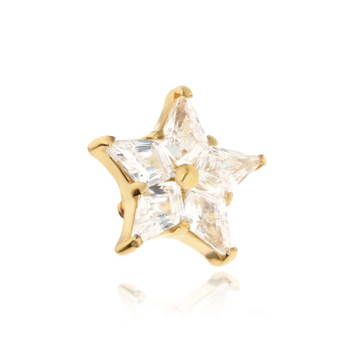 Titanium attachment star with white zirconia - gold - TNA-120