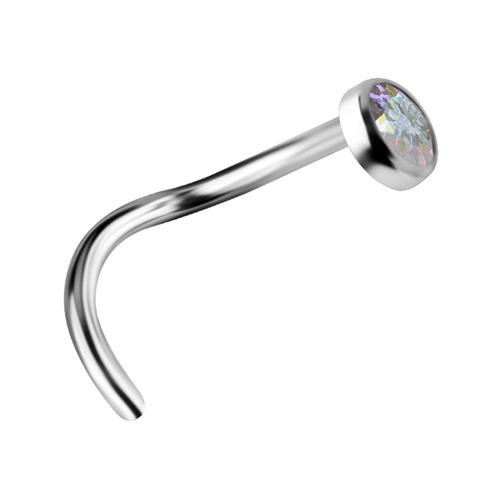 Titanium nose screw with colored  zirconia - silver - TN-007