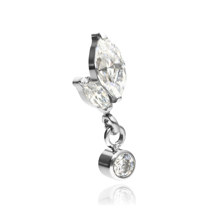 Titanium attachment with white zircons - silver - TNA-028