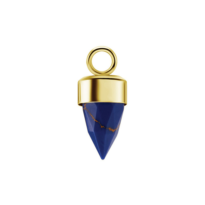 Charms - navy blue cone - gold - D-096