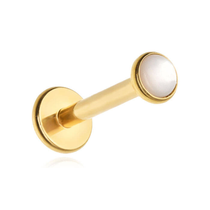 Titanium labret with mother-of-pearl - gold