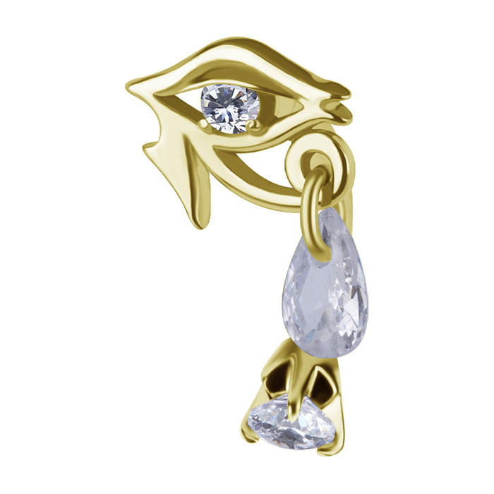 Belly button ring Eye with white cubic zirconia - gold - KP-011
