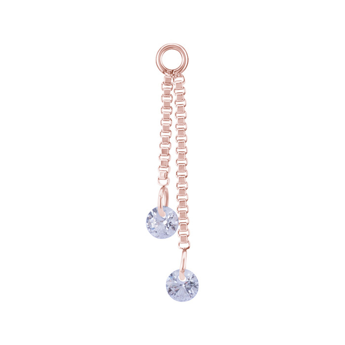 Charms chain with white cubic zirconias - rose gold - D-071