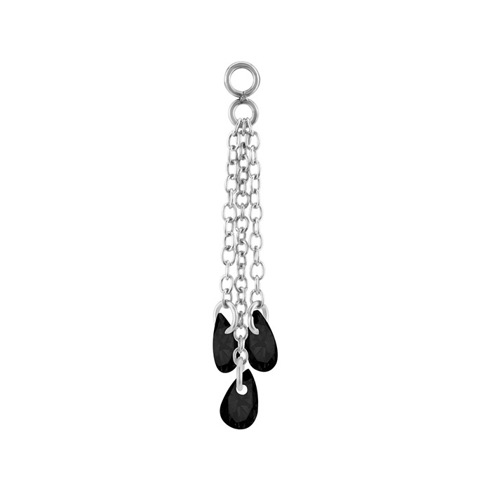 Charms chain with black zircons - silver - D-073