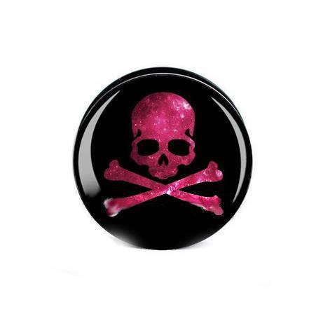 Plug akrylowy odkręcany - skull pink - PT-020