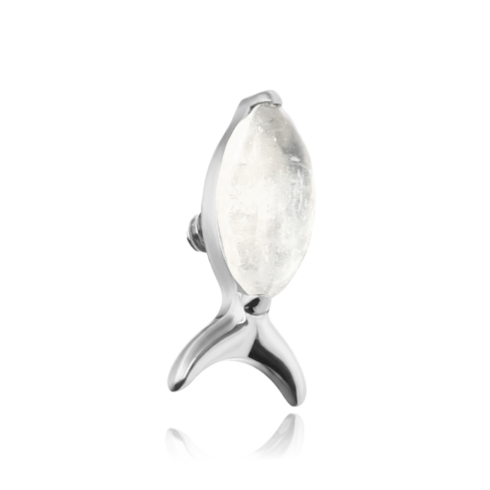 Titanium attachment fish - moonstone - silver - TNA-245