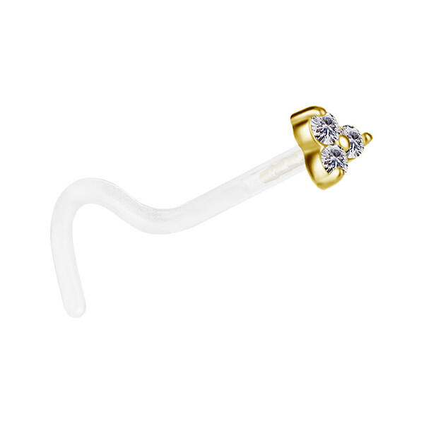 Gold 18K Premium Zirconia nose stud with white zirconia - GD18K-003