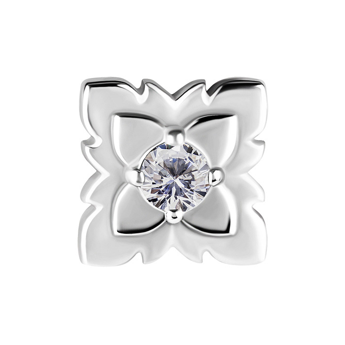 Attachment push in - flower with white zirconia - CoCr NF - silver - PI-026