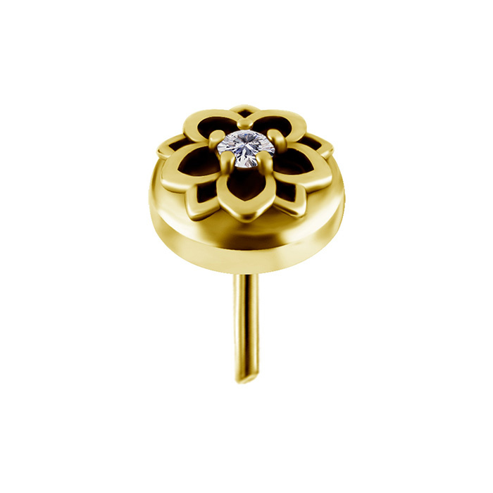 Attachment push in - flower with white zirconia - CoCr NF - gold - PI-020