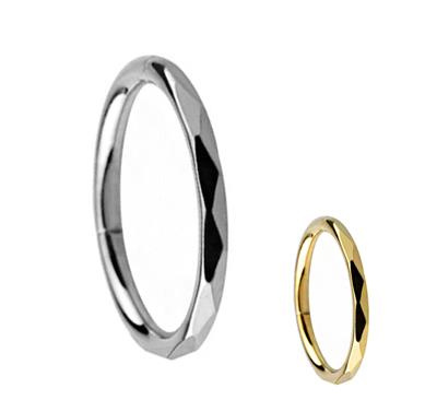 Titanium ring clicker with gold cut - TK-049