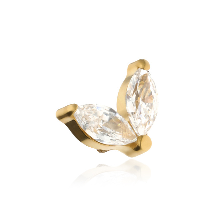 Titanium attachment with white zircons - gold - TNA-104