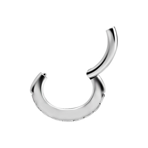 Kolczyk Clicker do pępka srebrny z białymi cyrkoniami - CoCr NF- KP-064