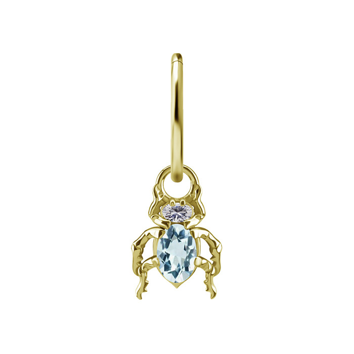 Charms - CoCr NF - beetle with blue nano gems - gold - D-085