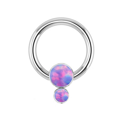 Titanium ring BCR with purple opal OP38 - TK-014