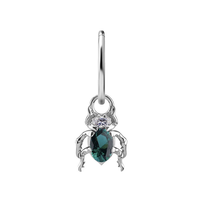 Charms - CoCr NF - beetle with green nano gems - silver - D-085