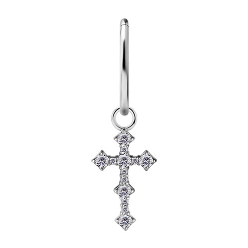 Charms - CoCr NF - silver cross - PREMIUM ZIRCONIA - D-035