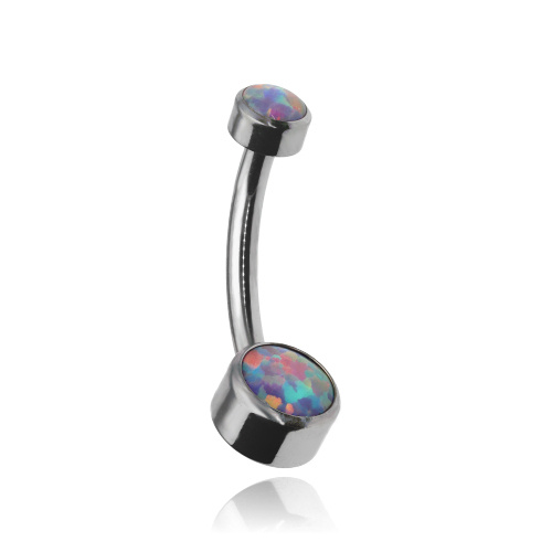 Titanium Belly button ring with purple opal - TPP-024