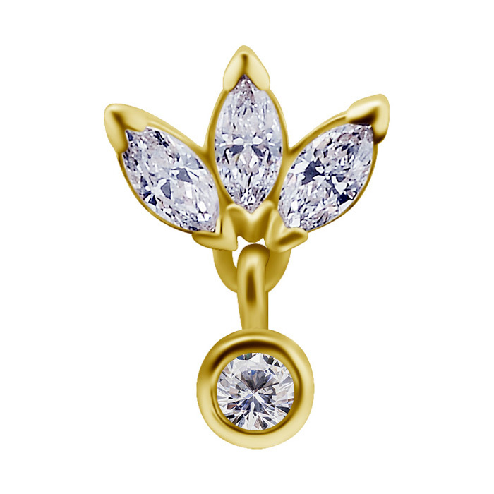 18K gold attachment for pins - white zirconia - GD18K-017