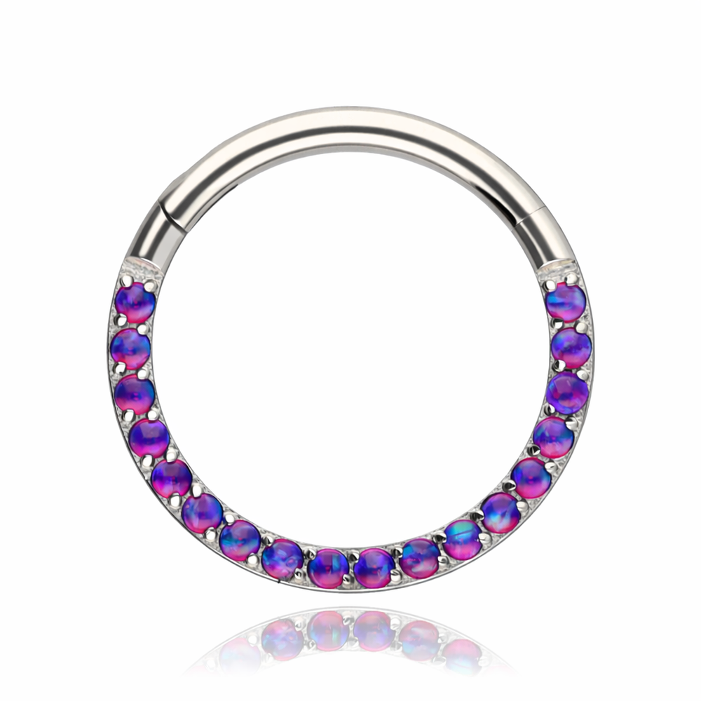 Titanium cliker ring with purple opal - OP52 - TK-021
