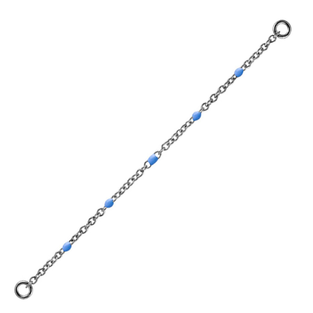 Chain - blue beads - silver - D-023